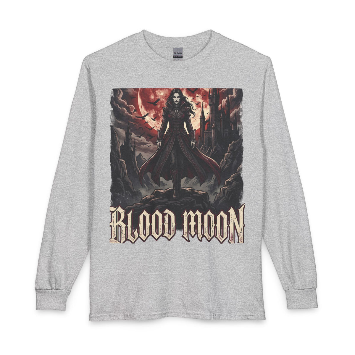 Blood Moon Long Sleeve Shirt — Gothic Vampire Graphic Tee