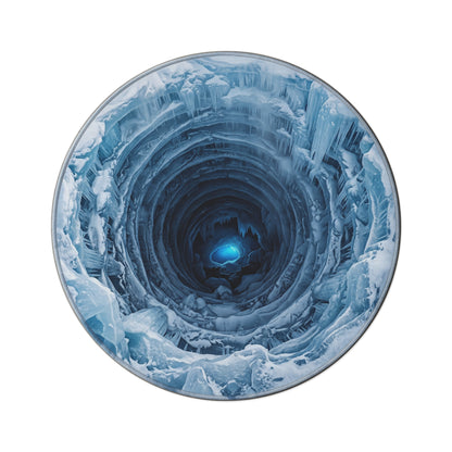 Ice Abyss Round Rug — Blue Glacier Cave Circular Floor Mat