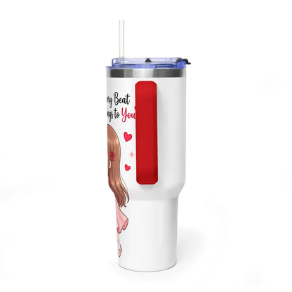 Cute Anime Boy Love Hearts 40oz Travel Tumbler