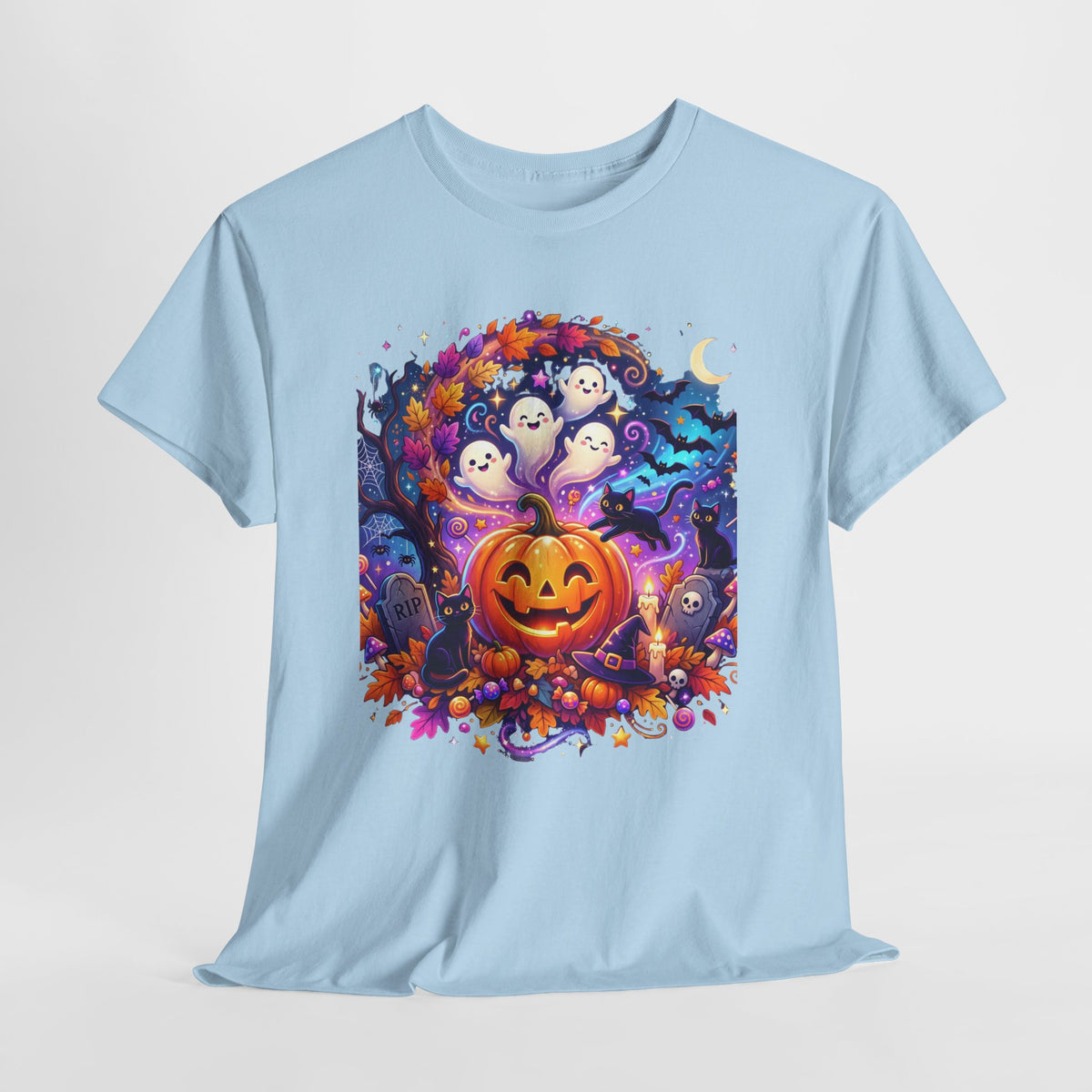 Halloween Pumpkin & Ghosts T-Shirt — Cute Spooky Jack-O'-Lantern Tee