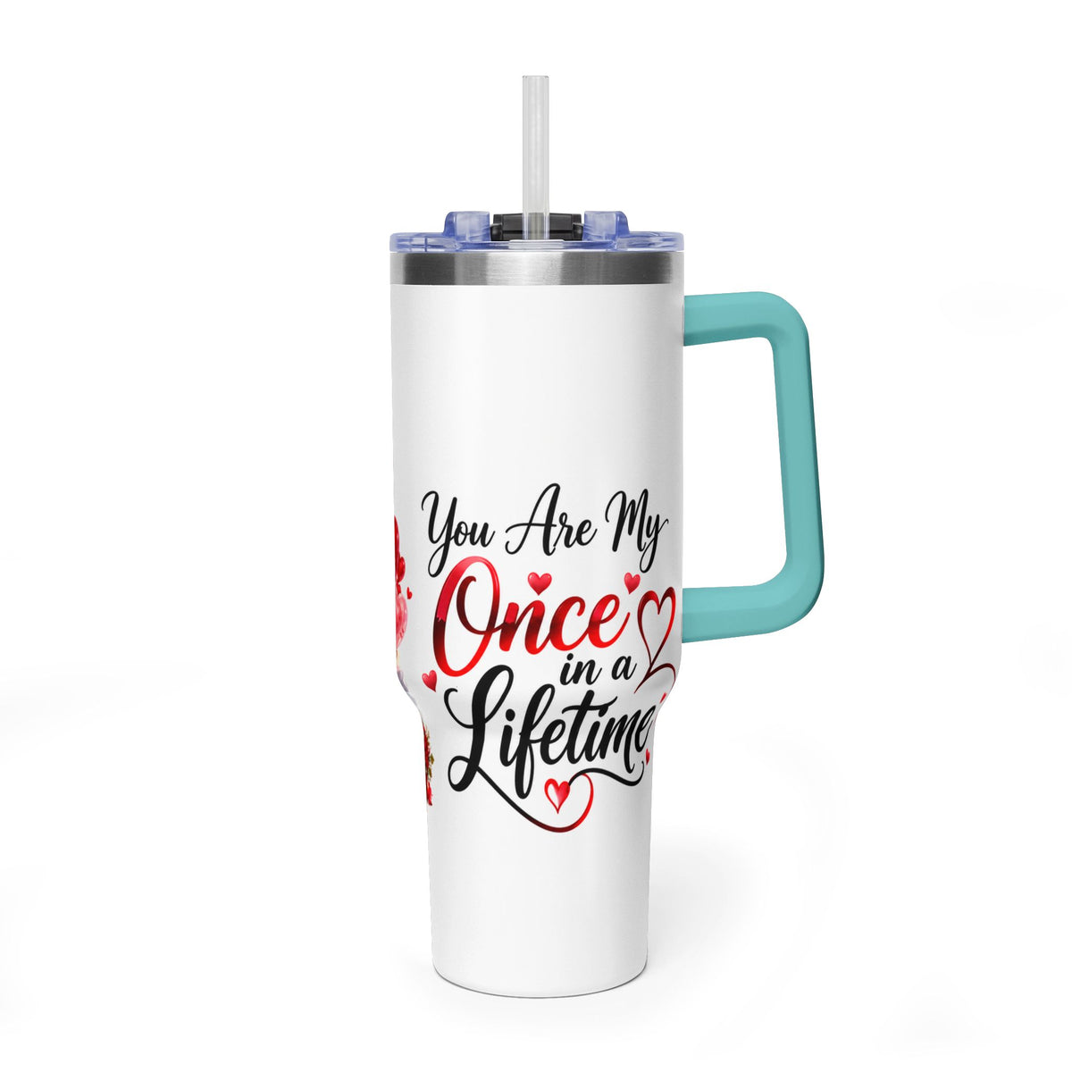40oz Love-Themed Thermal Tumbler with Handle