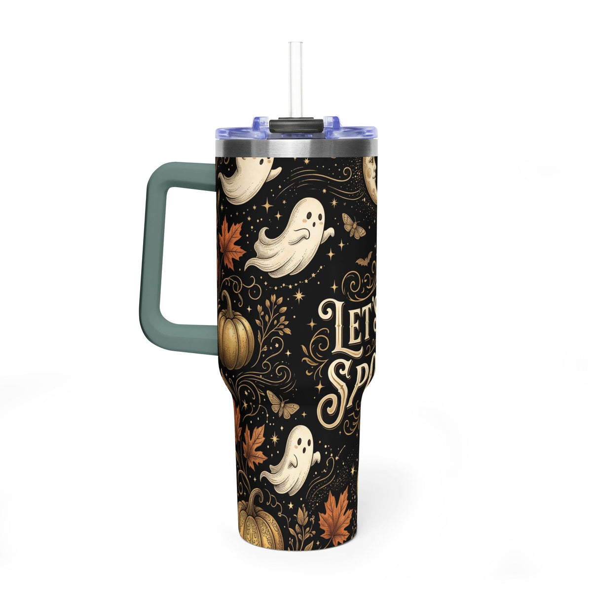 Let’s Get Spooky Halloween Ghosts & Pumpkins 40oz Thermal Tumbler