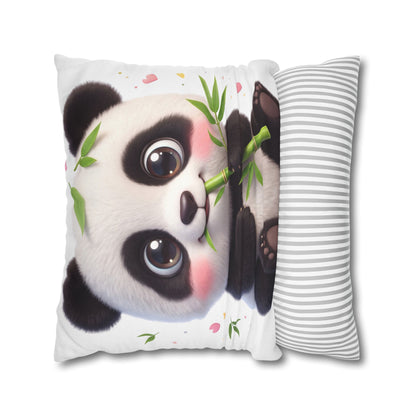 Cute Baby Panda Square Pillowcase — Adorable Bamboo-Eating Plush Decor