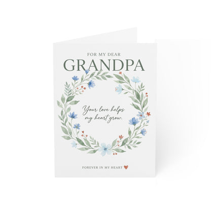 Grandpa Greeting Card – “Your Love Helps My Heart Grow” Floral Appreciation Card