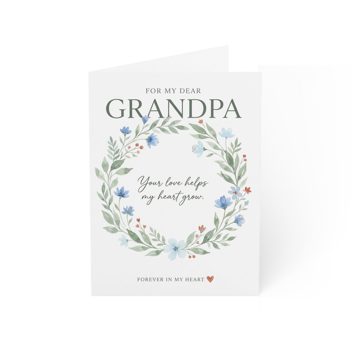 Grandpa Greeting Card – “Your Love Helps My Heart Grow” Floral Appreciation Card