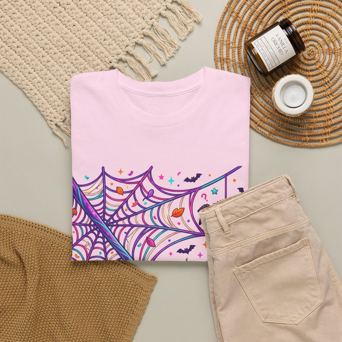 Pumpkin Spider Web Halloween T‑Shirt — Cute Spooky Pumpkin Cartoon Tee
