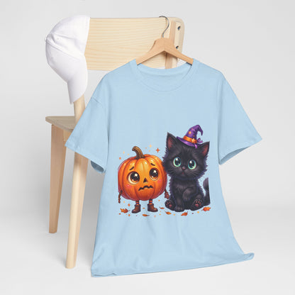 Halloween Black Kitten & Pumpkin T-Shirt