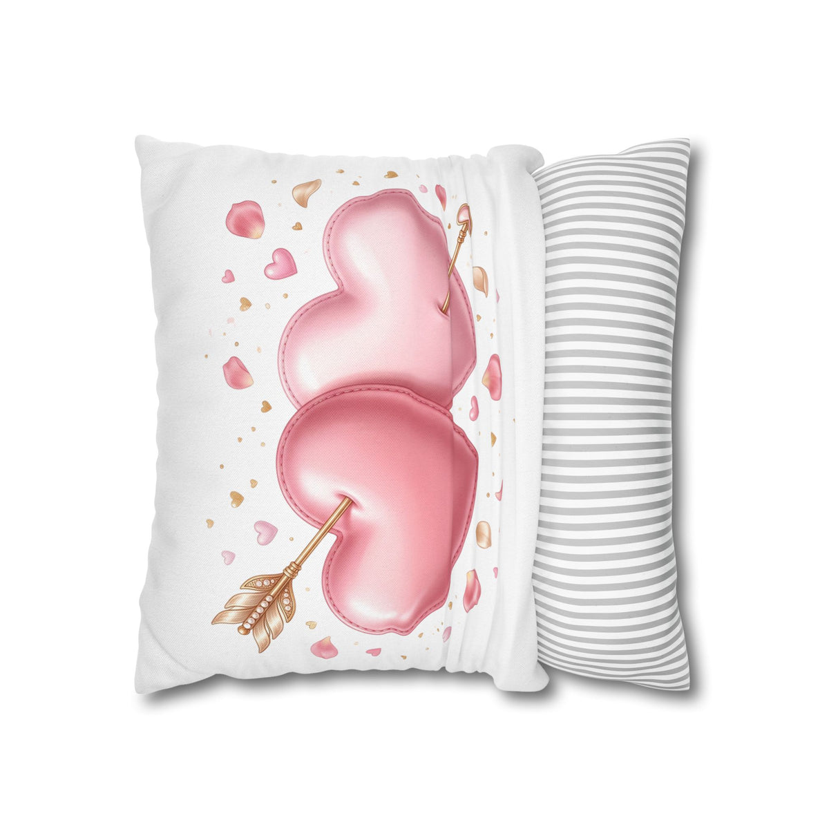 Valentine Pink Double Heart Arrow Decorative Pillowcase