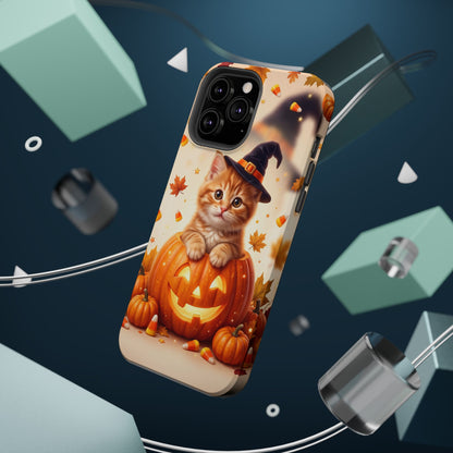 Halloween Kitten Pumpkin Phone Case — Magnetic Impact-Resistant