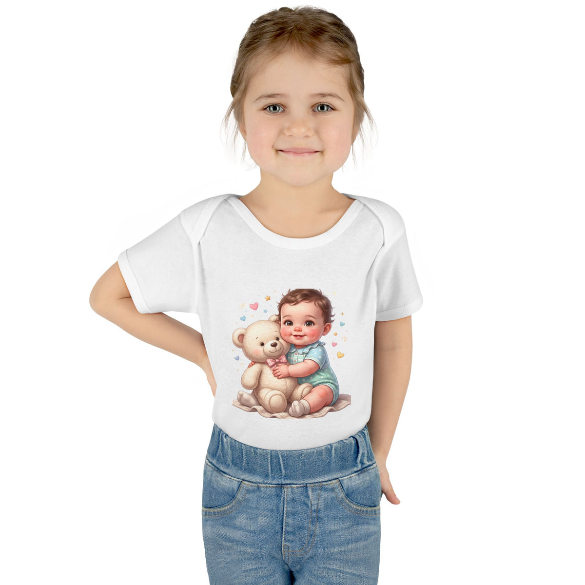 Cute Baby & Teddy Bodysuit – Infant Rib One-Piece