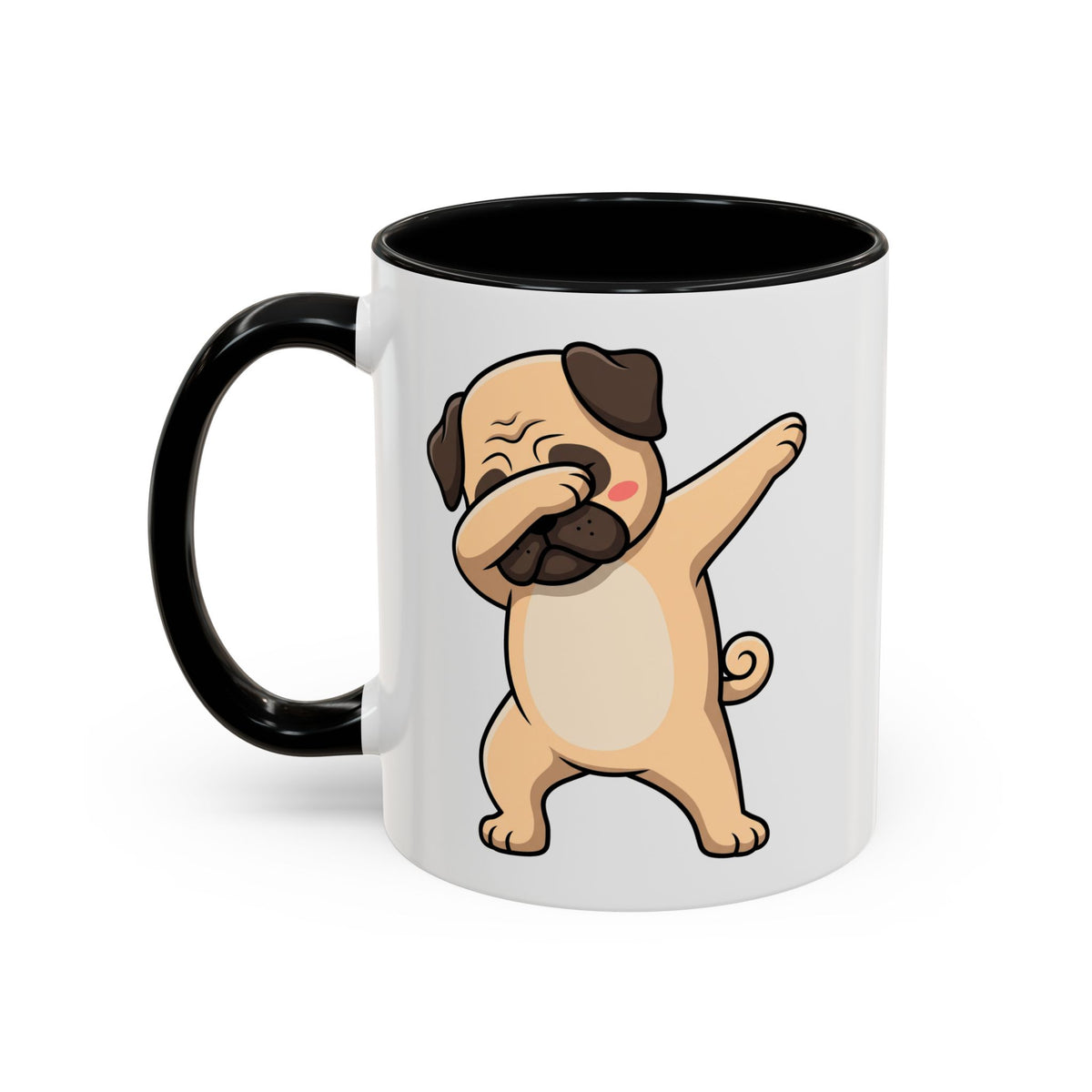 Dabbing Pug Coffee Mug — Cute Dog Accent Mug (11/15 oz)
