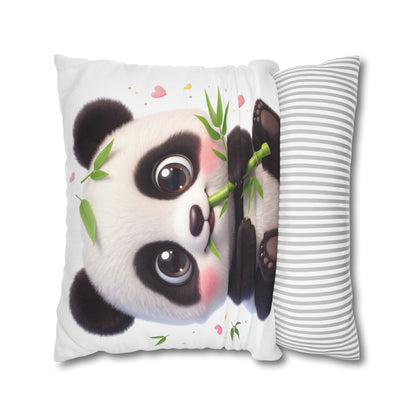 Cute Baby Panda Square Pillowcase — Adorable Bamboo-Eating Plush Decor