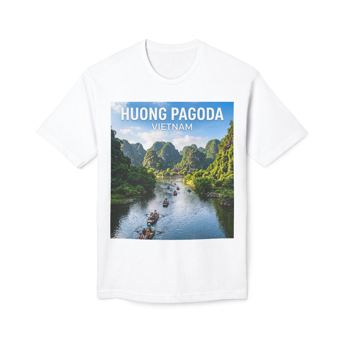 Huong Pagoda Vietnam T-Shirt — Scenic Ninh Binh River Travel Tee