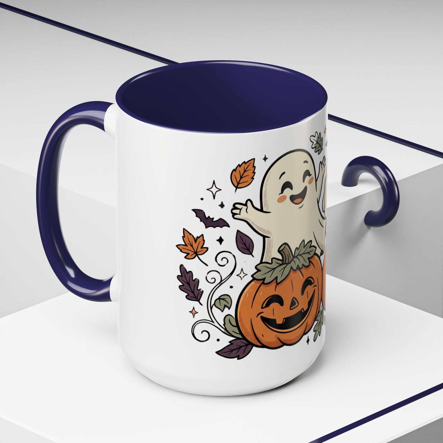 Halloween Ghosts & Pumpkins Coffee Mug — Cute Spooky Accent Mug (11/15oz)