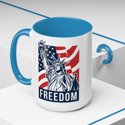 Freedom Statue Accent Coffee Mug — Patriotic Liberty 11/15oz