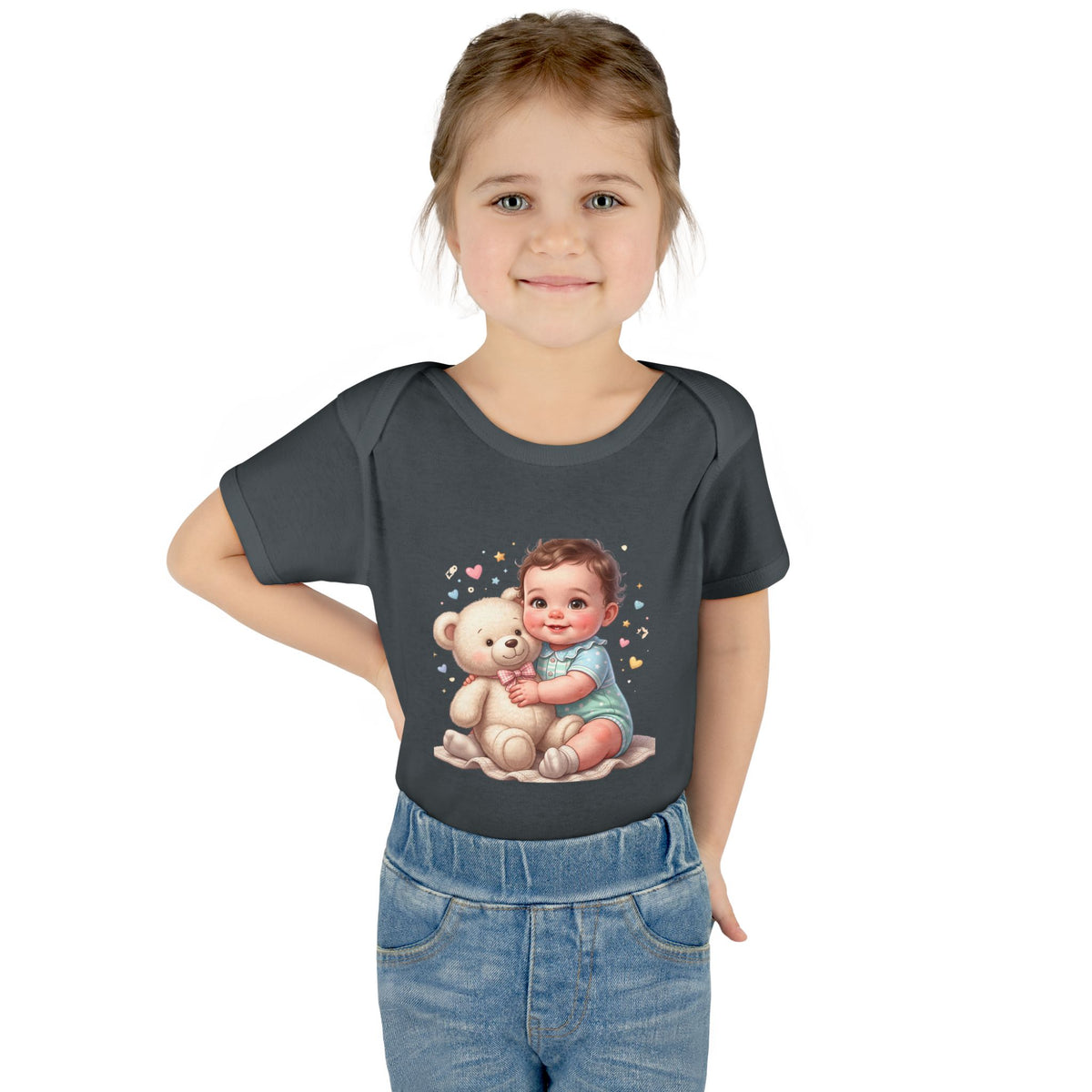 Cute Baby & Teddy Bodysuit – Infant Rib One-Piece