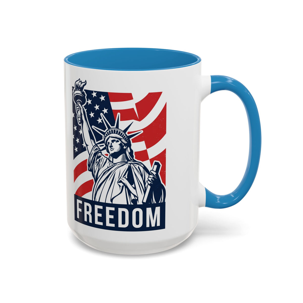 Freedom Statue Accent Coffee Mug — Patriotic Liberty 11/15oz