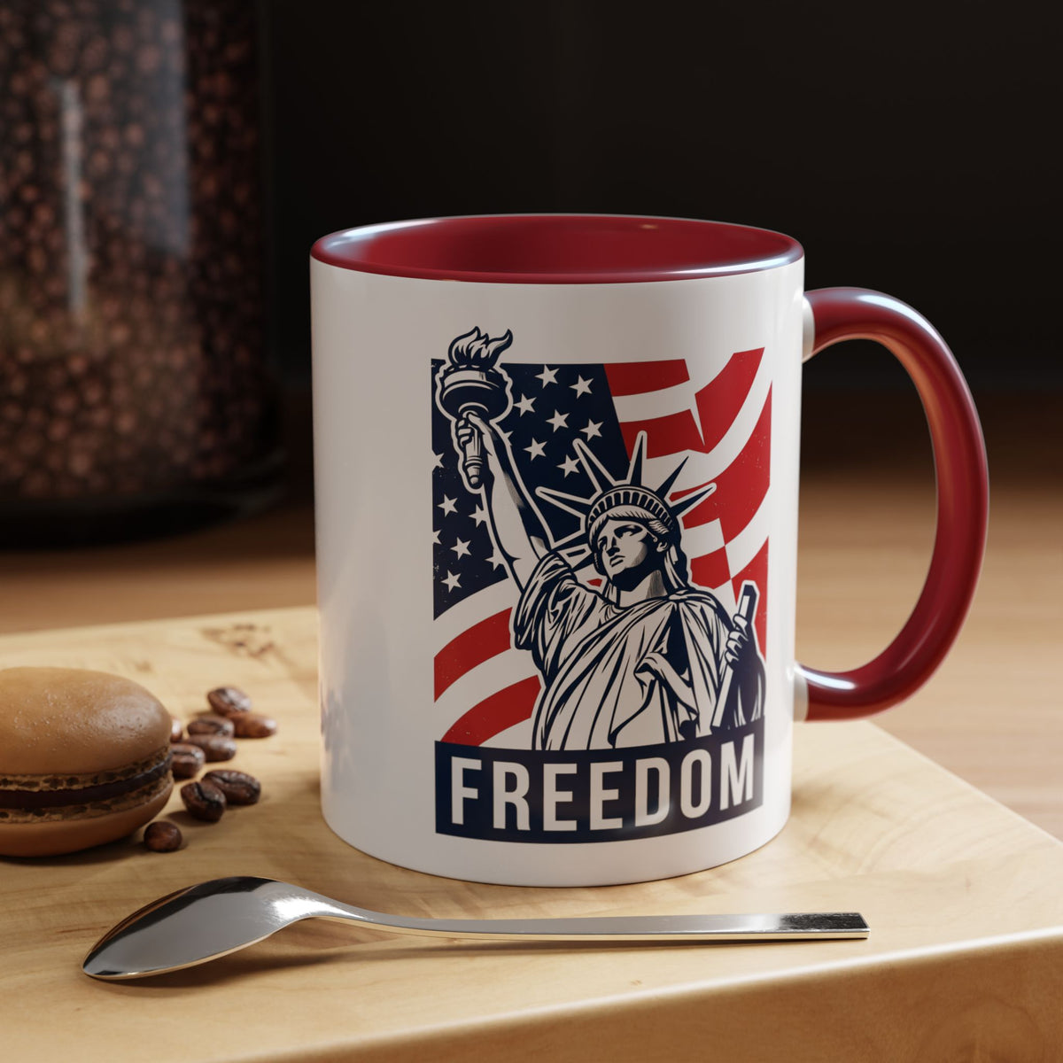 Freedom Statue Accent Coffee Mug — Patriotic Liberty 11/15oz