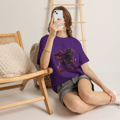 Vampire Cat Tee — Gothic Black Cat with Cape & Candles T-Shirt