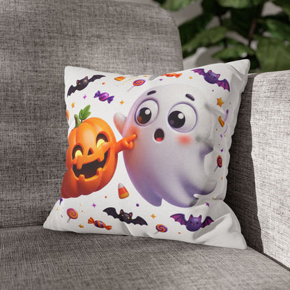 Halloween Ghost & Pumpkin Throw Pillowcase - Cute Spooky Decor