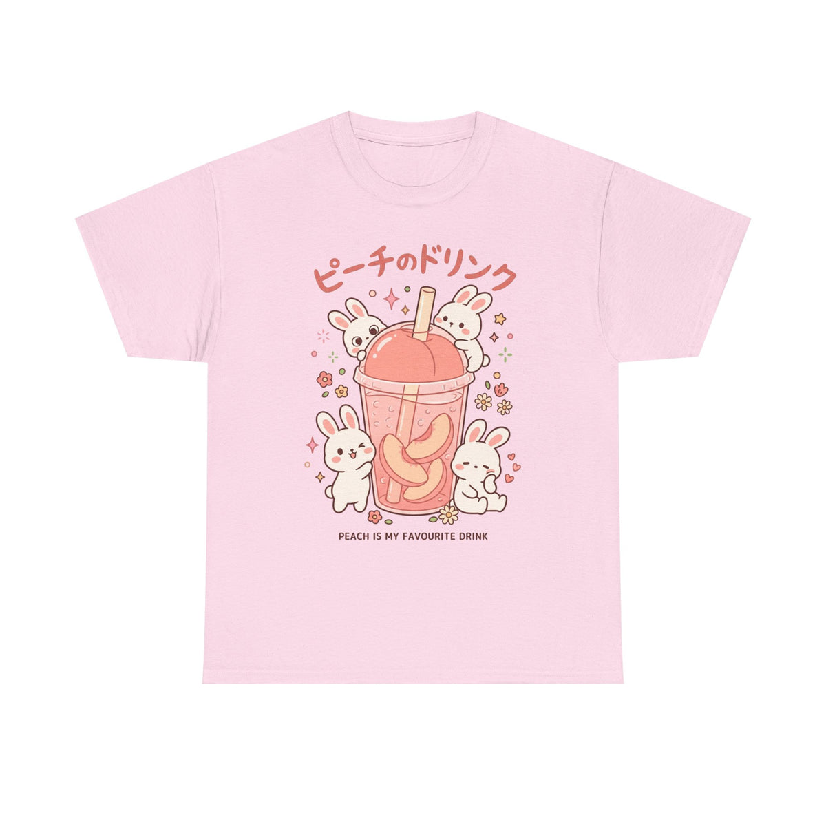 Peach Drink Cute Bunny T-Shirt