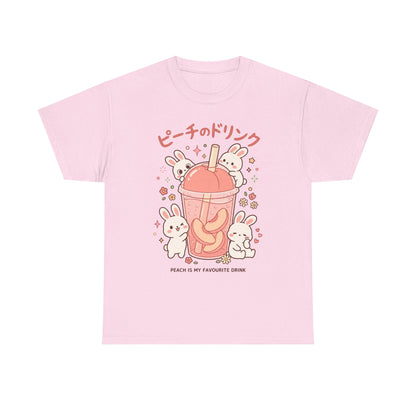 Peach Drink Cute Bunny T-Shirt