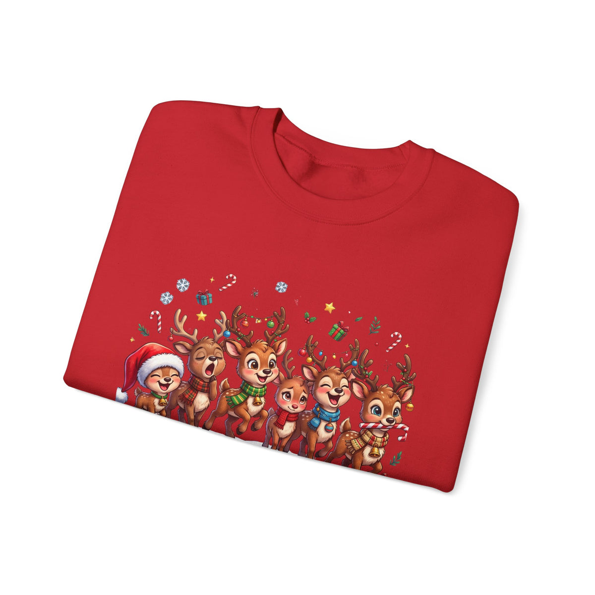 Christmas Reindeer Crewneck Sweatshirt — "Deerly Believed in Christmas" Holiday Pullover
