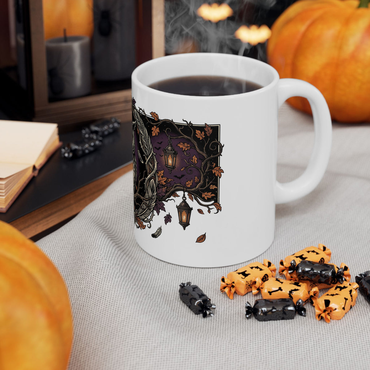 Owl Crest Ceramic Mug — Mystical Forest Owl Coffee Cup (11oz & 15oz)