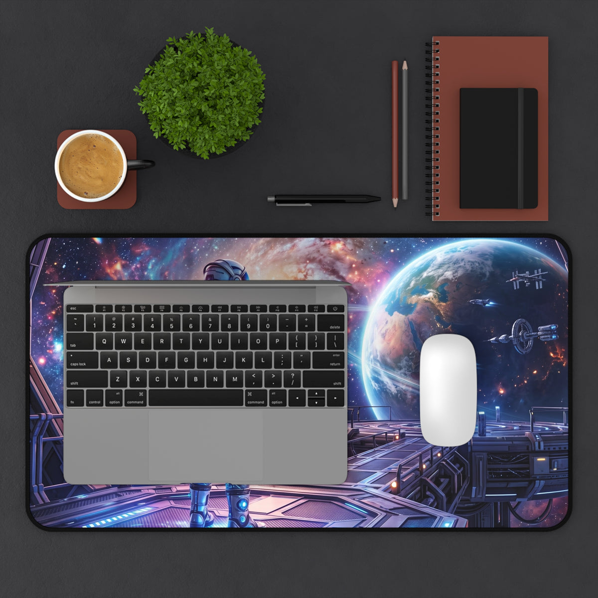 Space Explorer Desk Mat — Astronaut Galaxy Mouse Pad