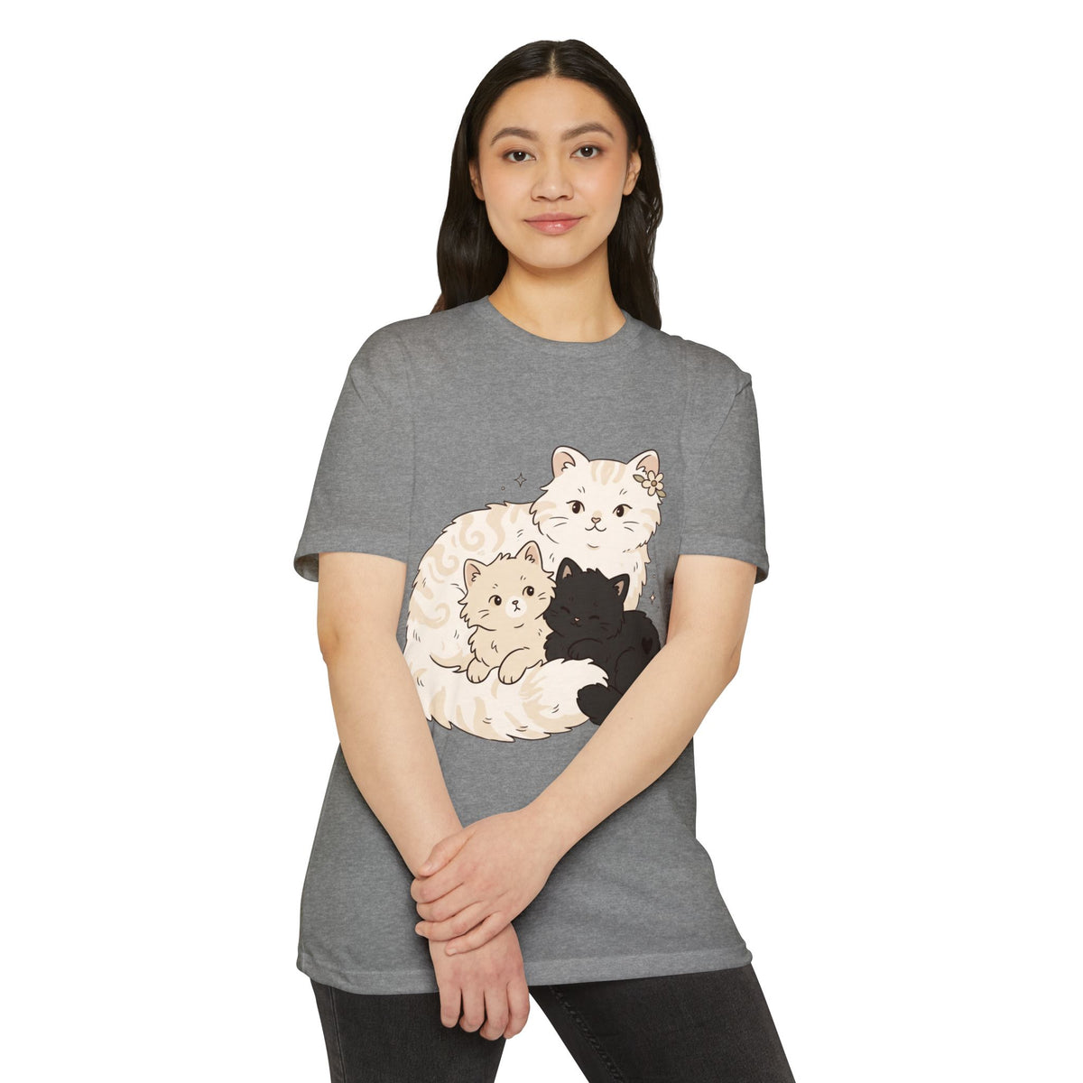 Cat Family Graphic Tee — Cute Mama Cat with Kittens T-Shirt