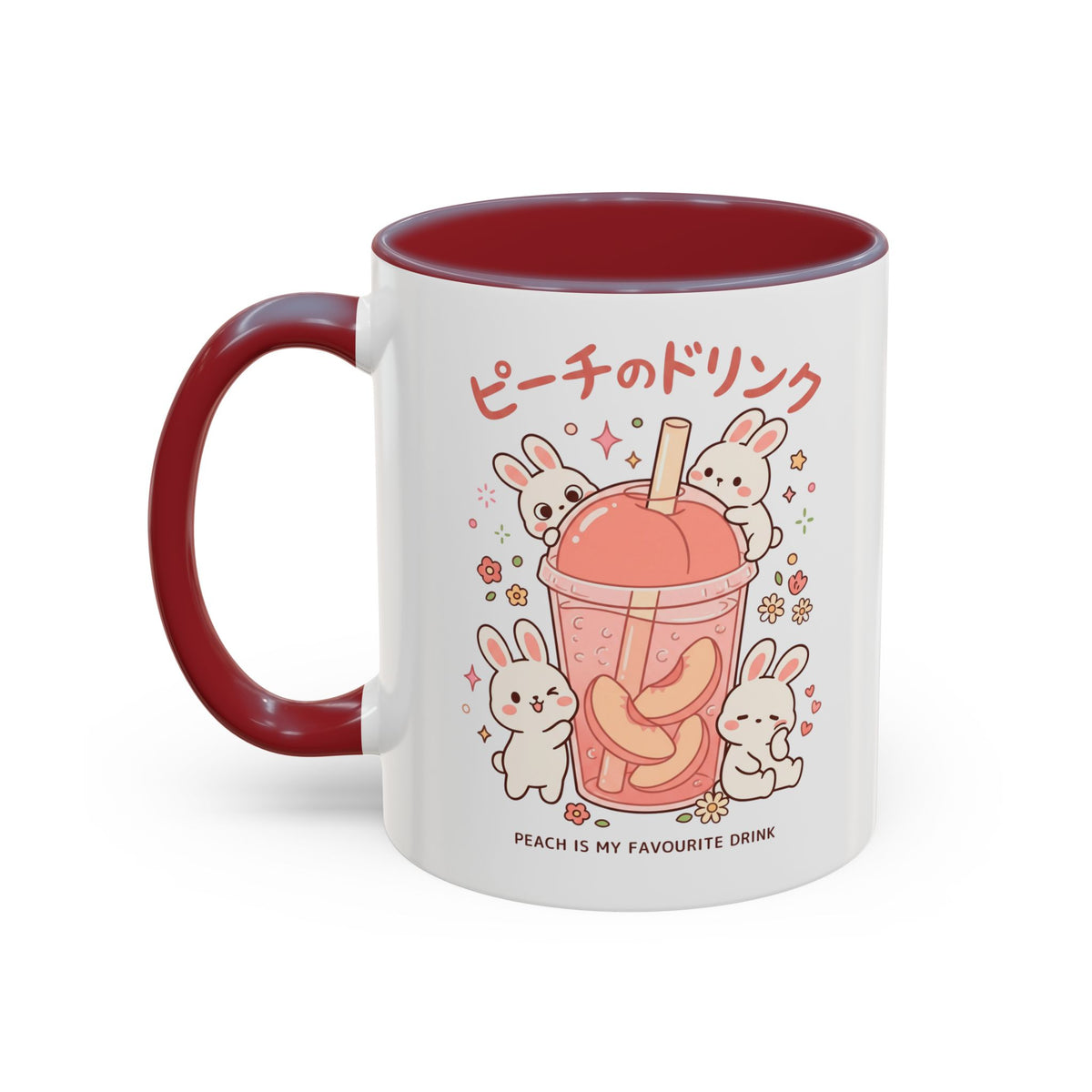 Peach Drink Bunny Mug — Cute Kawaii Coffee Tea Cup (11/15oz)