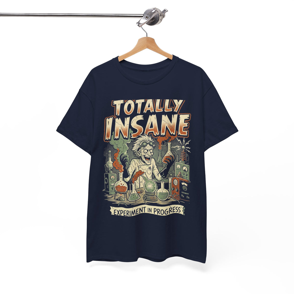 Totally Insane Graphic Tee — Retro Mad Scientist Horror Shirt