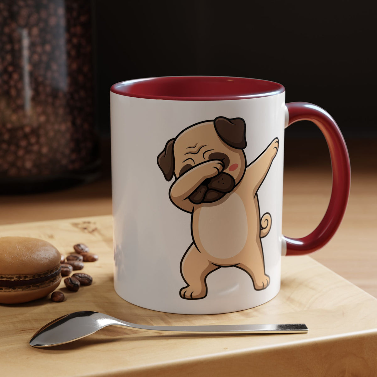 Dabbing Pug Coffee Mug — Cute Dog Accent Mug (11/15 oz)