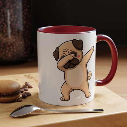 Dabbing Pug Coffee Mug — Cute Dog Accent Mug (11/15 oz)