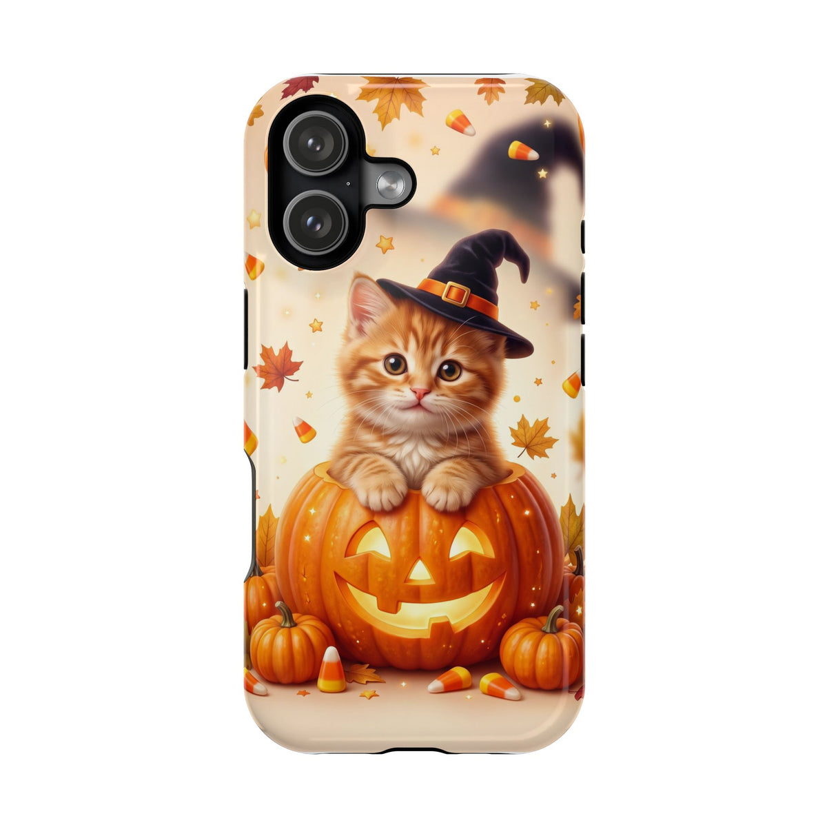 Halloween Kitten Pumpkin Phone Case — Magnetic Impact-Resistant