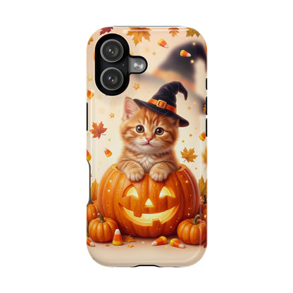 Halloween Kitten Pumpkin Phone Case — Magnetic Impact-Resistant