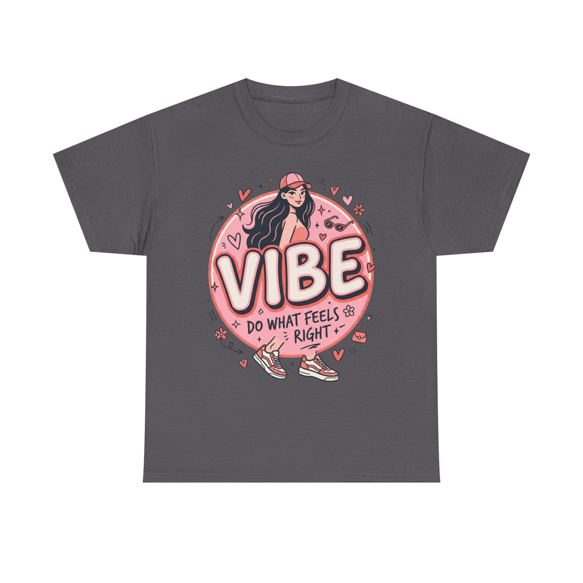 Vibe Girl Graphic Tee — “VIBE: Do What Feels Right” Cute Pink Streetwear T‑Shirt