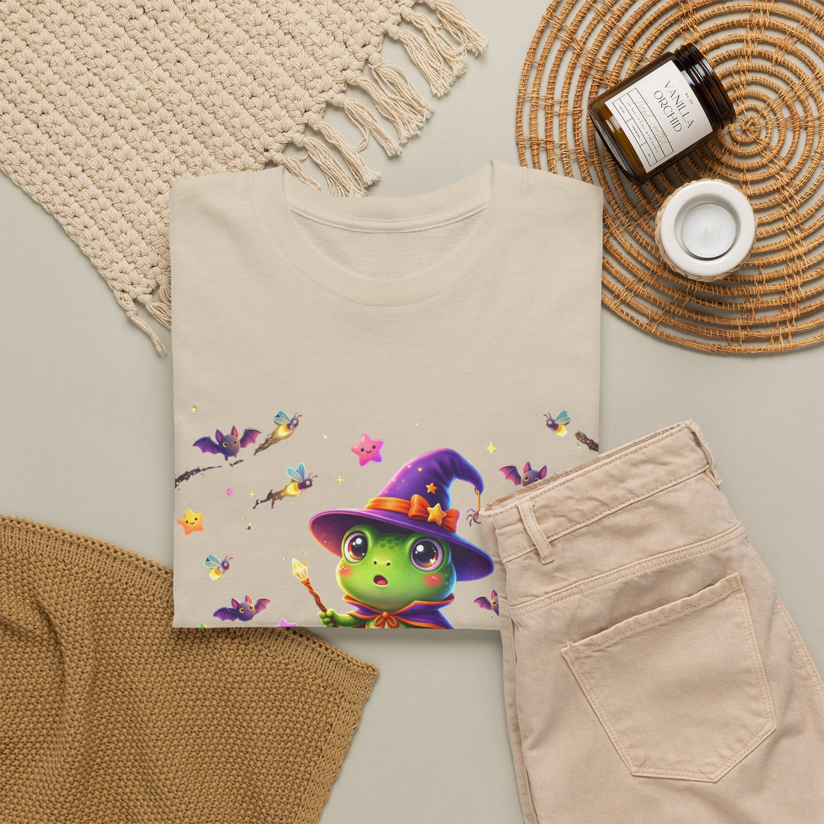 Cute Witch Frog T‑Shirt — Magical Mushroom Halloween Tee