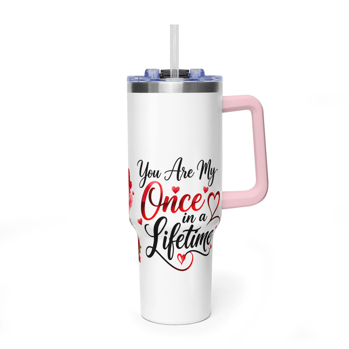 40oz Love-Themed Thermal Tumbler with Handle