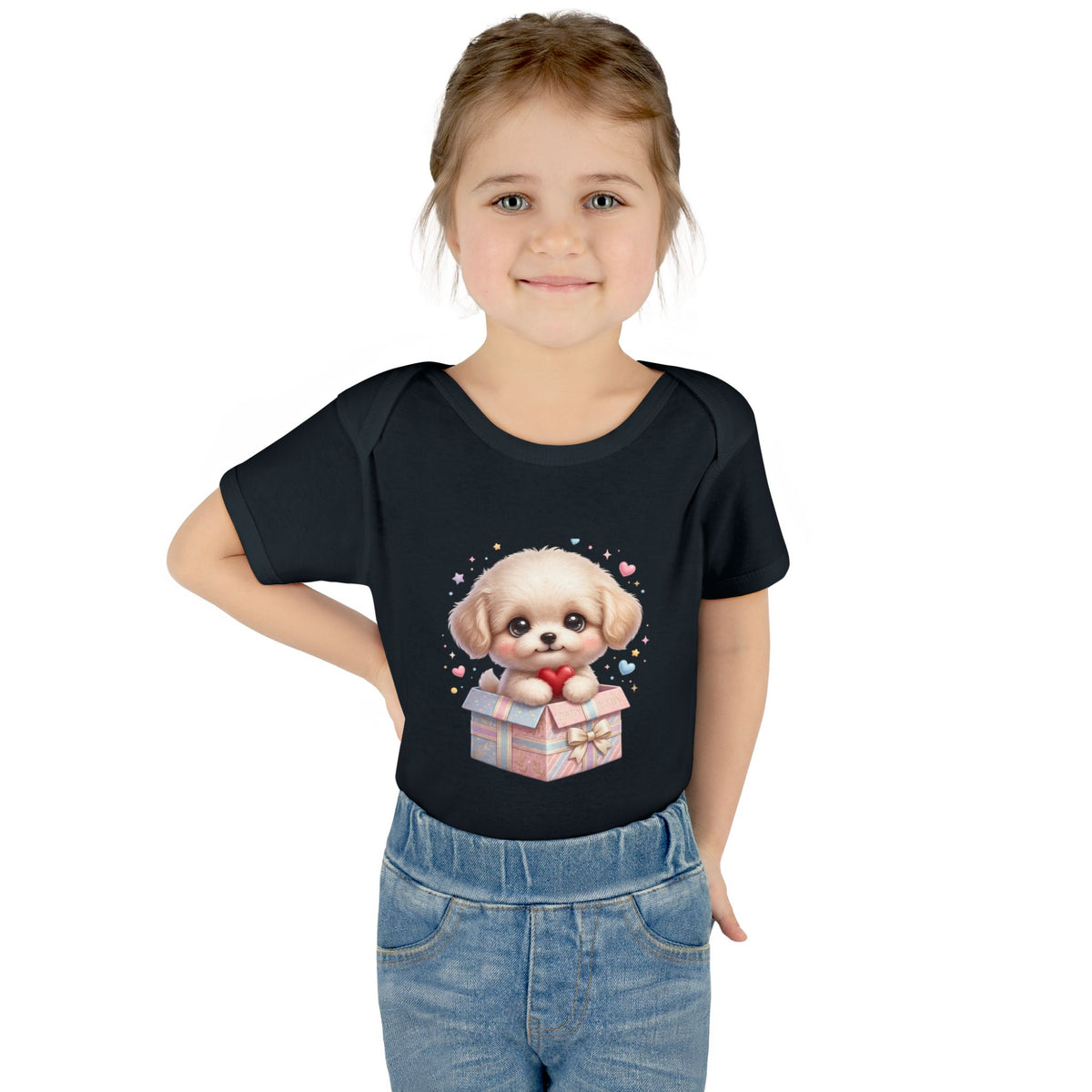 Baby Bodysuit — Cute Puppy in Gift Box Infant Onesie