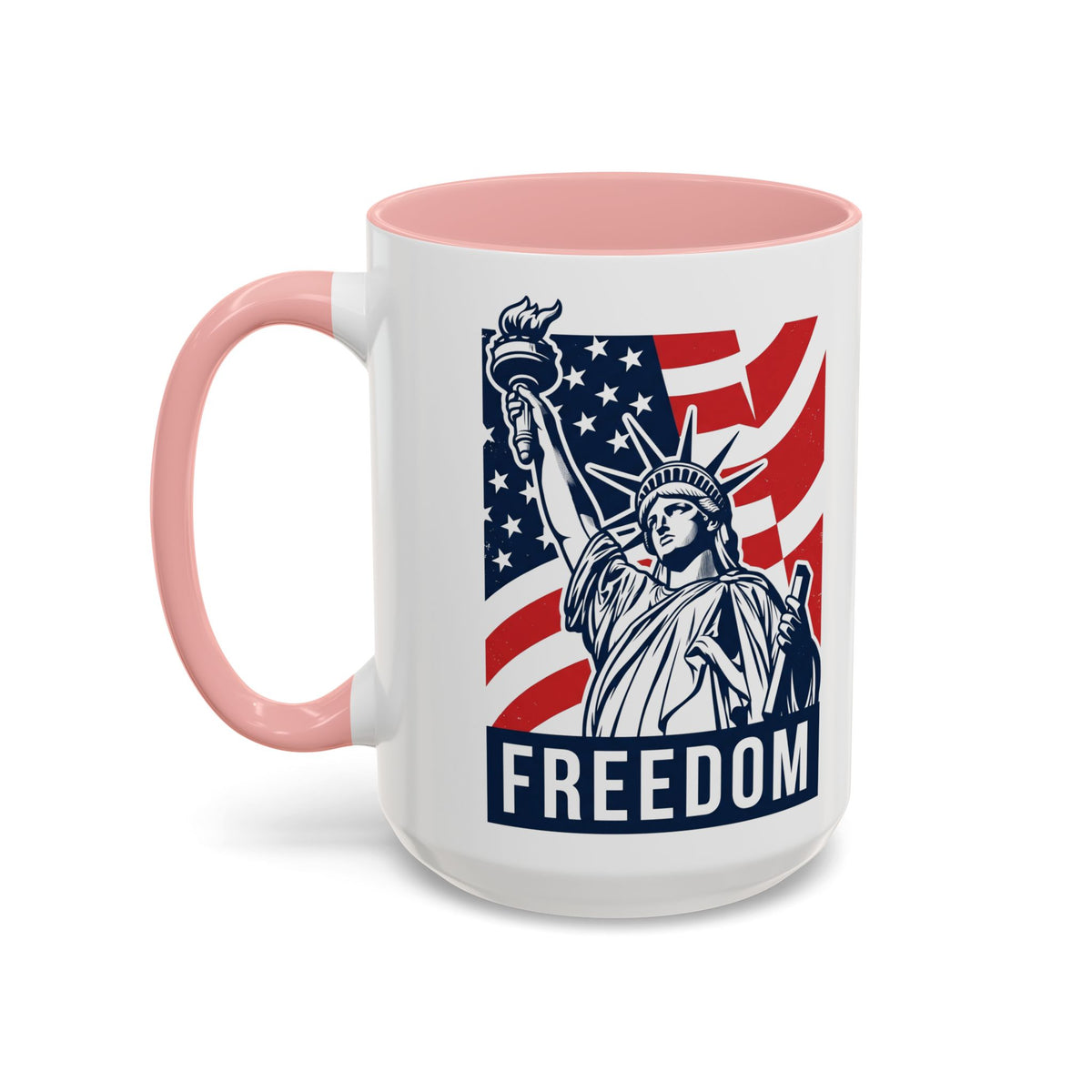 Freedom Statue Accent Coffee Mug — Patriotic Liberty 11/15oz