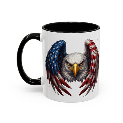 American Flag Eagle Coffee Mug – Patriotic Bald Eagle Accent Mug (11/15 oz)