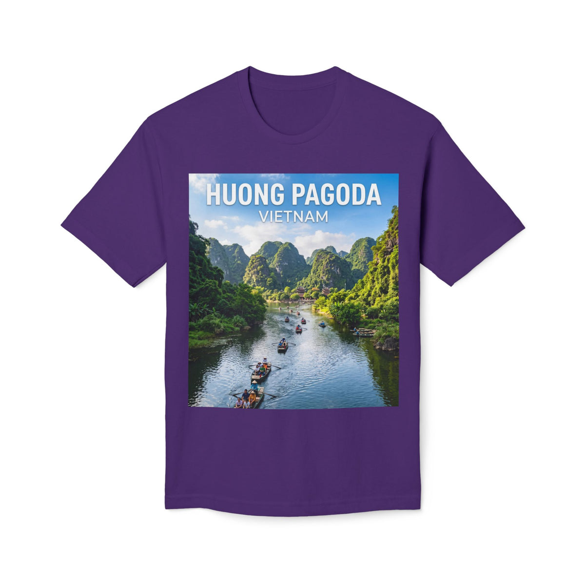 Huong Pagoda Vietnam T-Shirt — Scenic Ninh Binh River Travel Tee