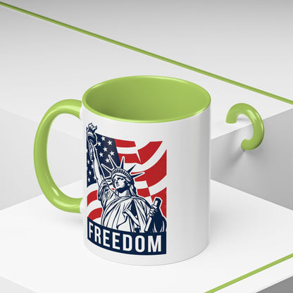 Freedom Statue Accent Coffee Mug — Patriotic Liberty 11/15oz