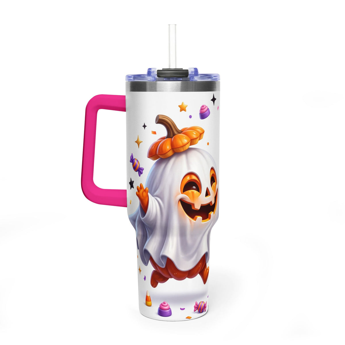 40oz Halloween Ghost and Black Cat Vacuum Thermal Tumbler