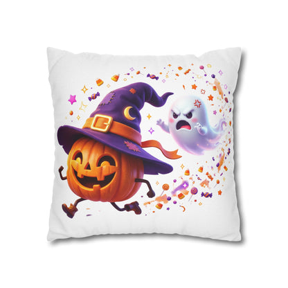 Halloween Pumpkin & Ghost Pillowcase — Cute Spooky Decorative Throw Pillow