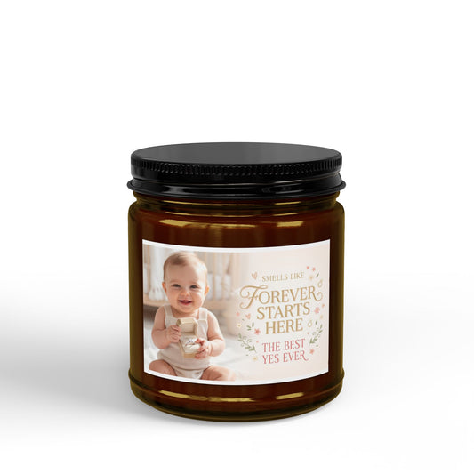 Soy Scented Candle — “Forever Starts Here” Baby Photo Keepsake (4oz & 9oz)