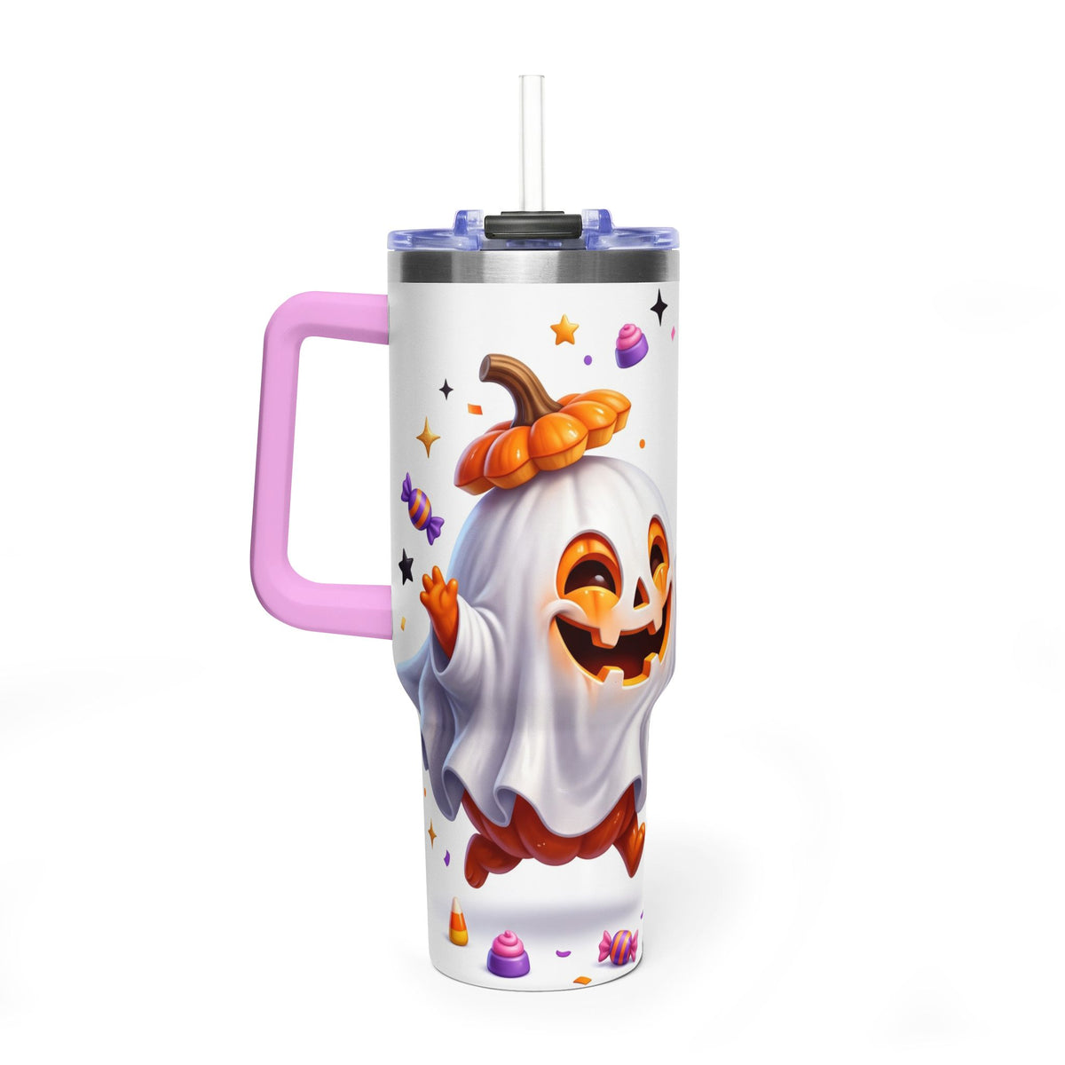 40oz Halloween Ghost and Black Cat Vacuum Thermal Tumbler