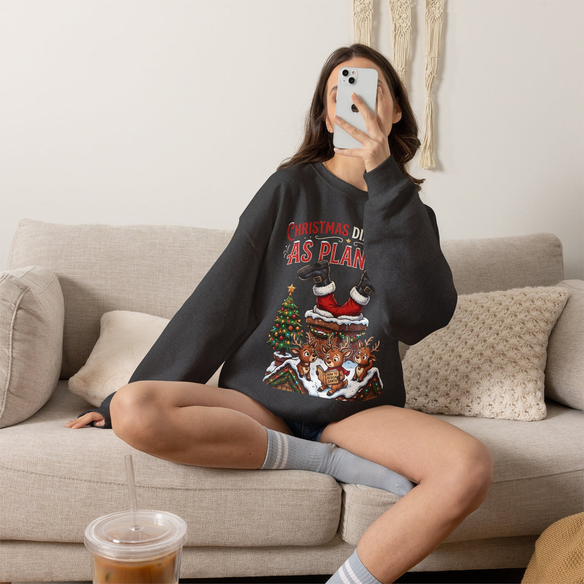 Christmas As Planned Sweatshirt — Funny Santa Tumble Holiday Crewneck