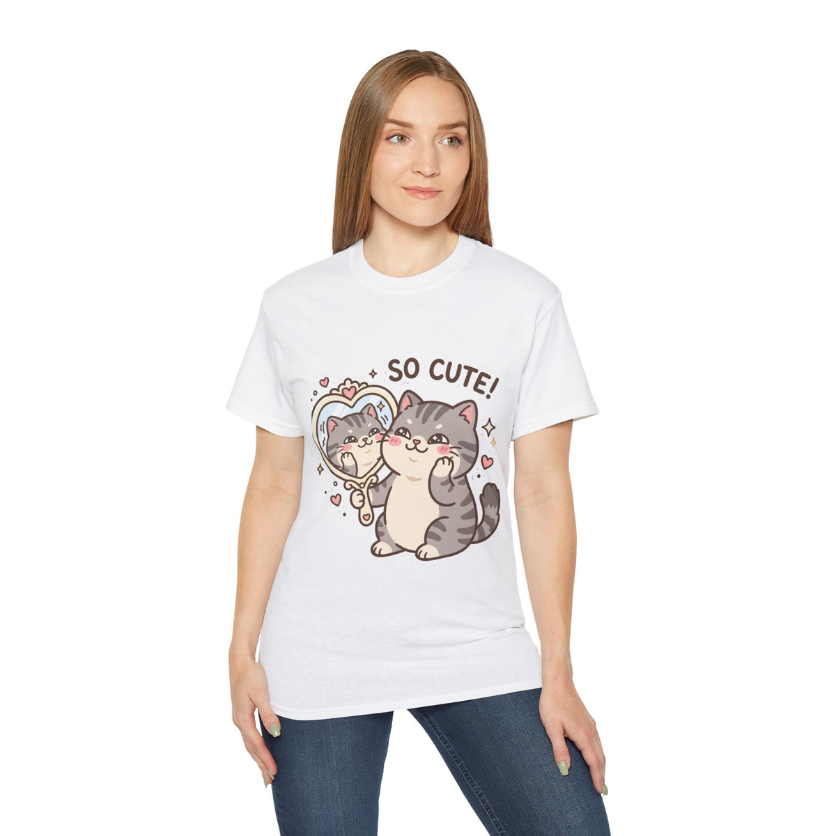 Cute Cat Mirror Tee - "So Cute!" Kawaii Cat T-Shirt